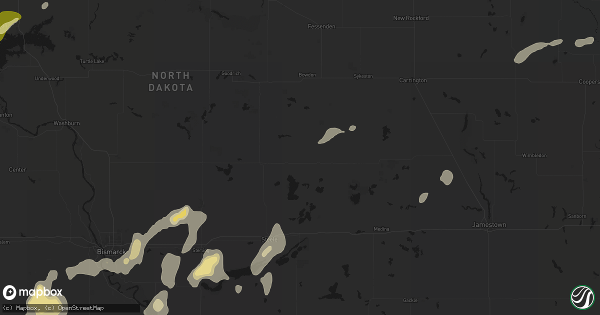Hail map in Robinson, ND on September 6, 2026