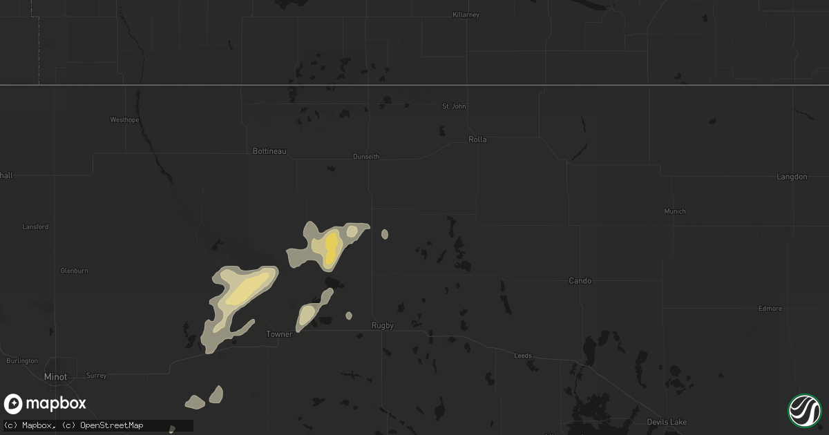Hail map in Rolette, ND on September 6, 2026