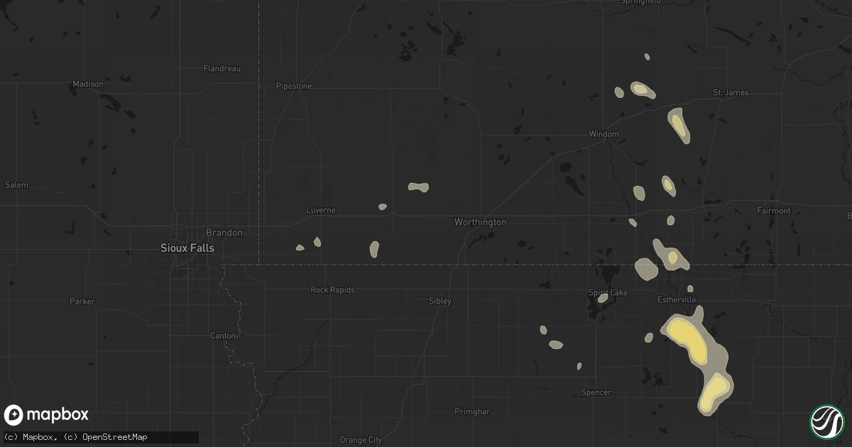 Hail map in Rushmore, MN on September 6, 2026