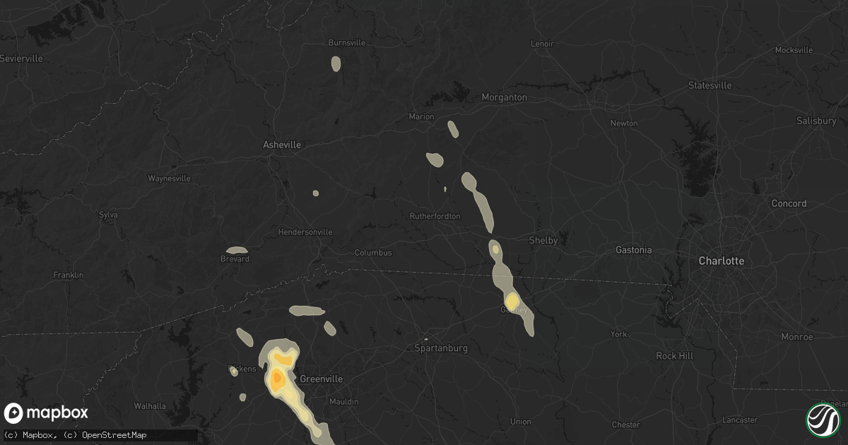 Hail map in Rutherfordton, NC on September 6, 2026