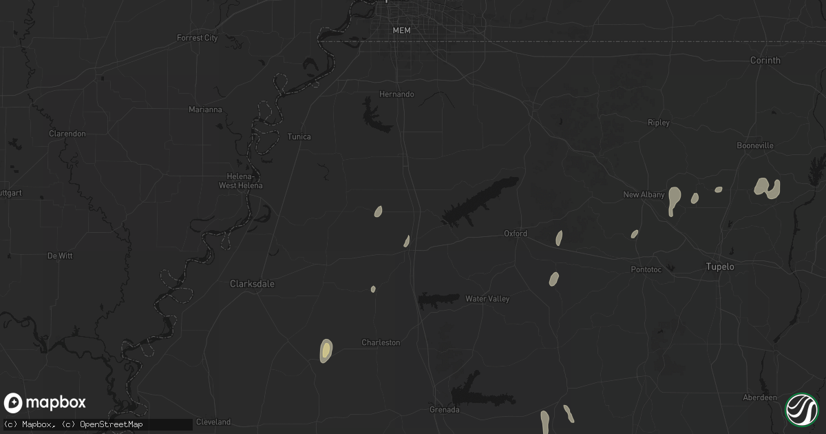 Hail map in Sardis, MS on September 6, 2026