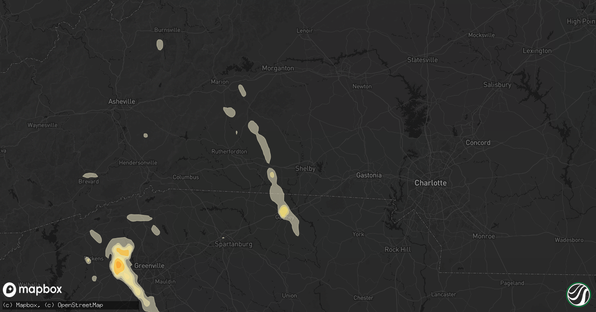 Hail map in Shelby, NC on September 6, 2026