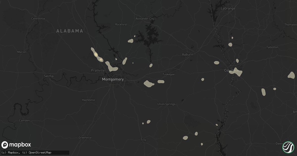 Hail map in Shorter, AL on September 6, 2026