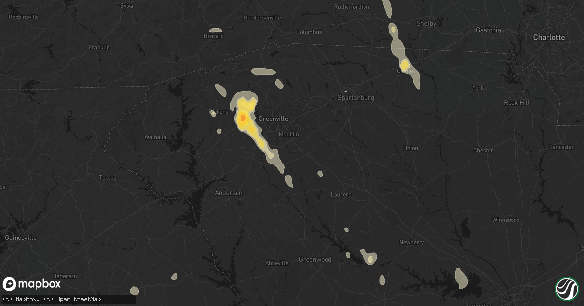 Hail map in Simpsonville, SC on September 6, 2026