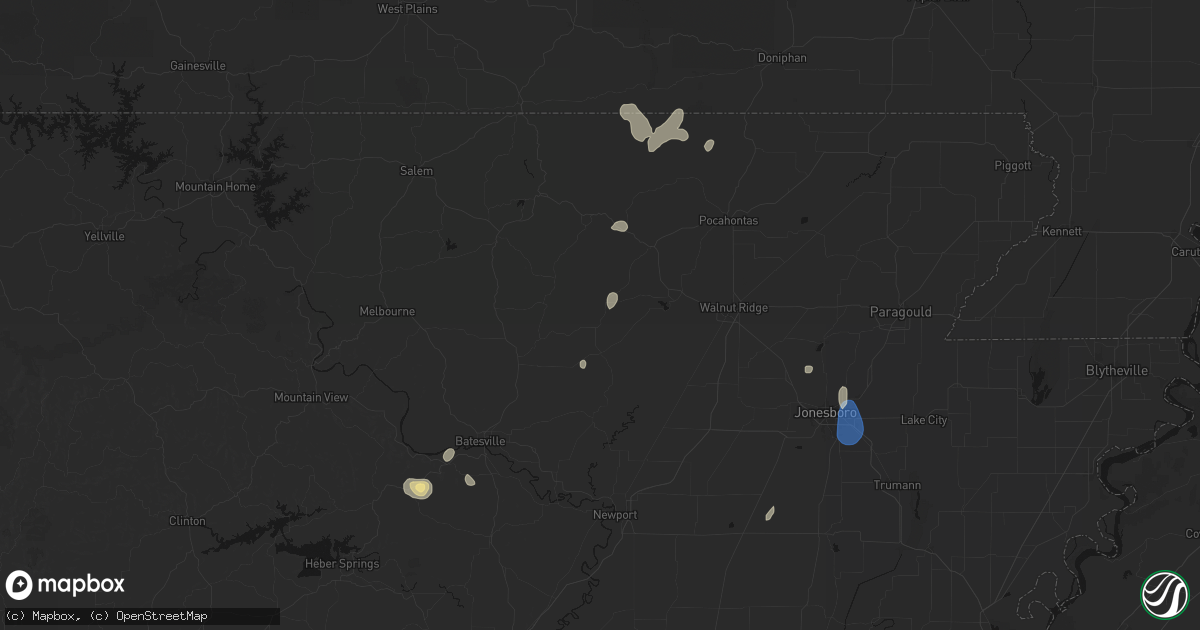 Hail map in Smithville, AR on September 6, 2026
