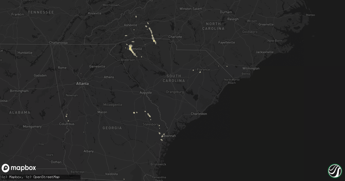 Hail map in South Carolina on September 6, 2026