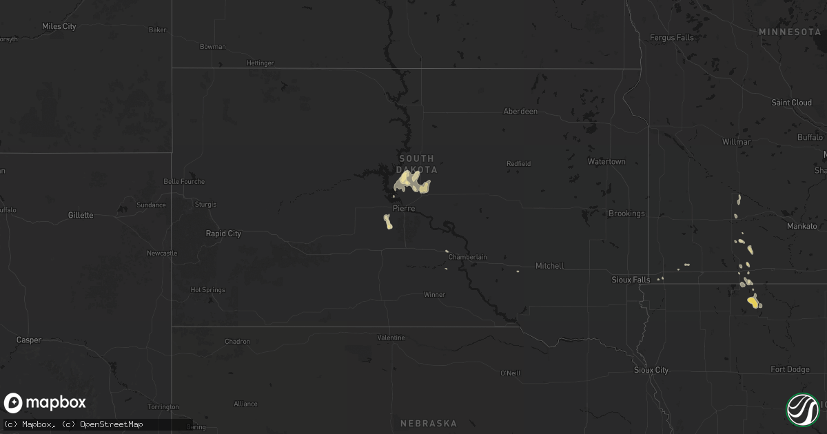 Hail map in South Dakota on September 6, 2026