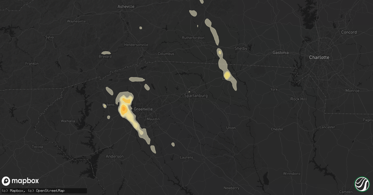 Hail map in Spartanburg, SC on September 6, 2026