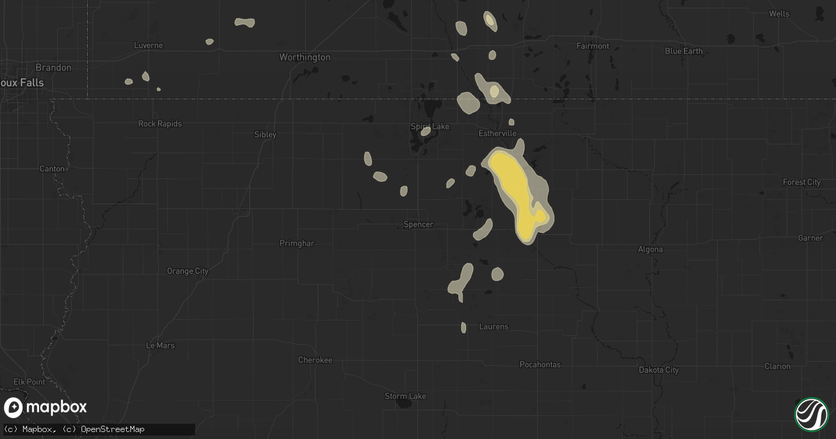 Hail map in Spencer, IA on September 6, 2026