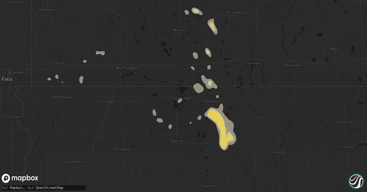 Hail map in Spirit Lake, IA on September 6, 2026