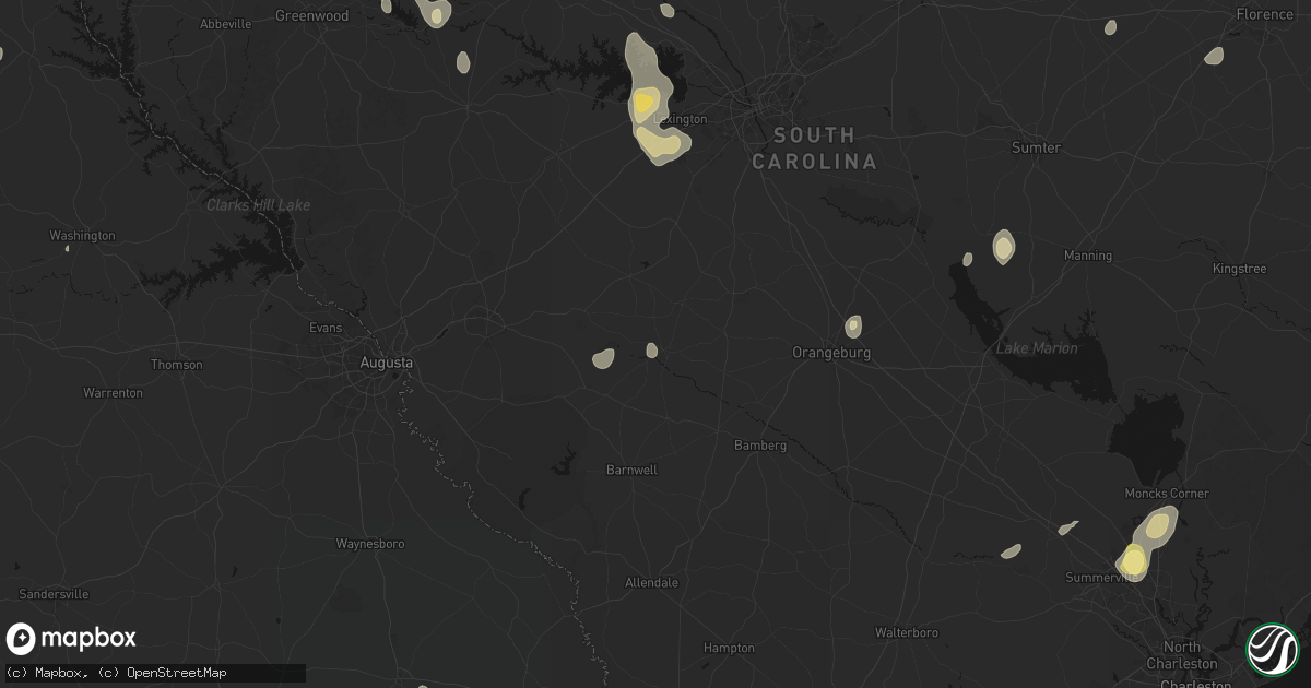 Hail map in Springfield, SC on September 6, 2026