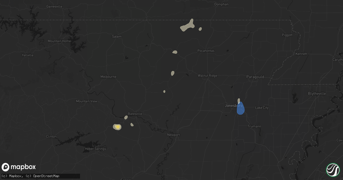 Hail map in Strawberry, AR on September 6, 2026