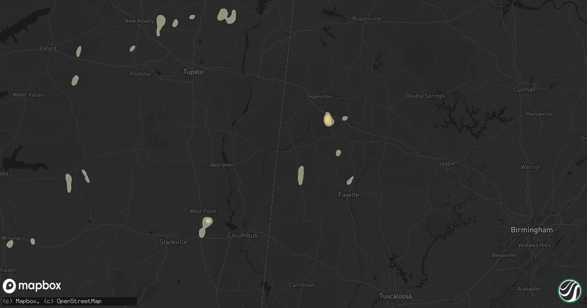 Hail map in Sulligent, AL on September 6, 2026