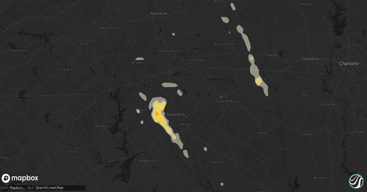 Hail map in Taylors, SC on September 6, 2026