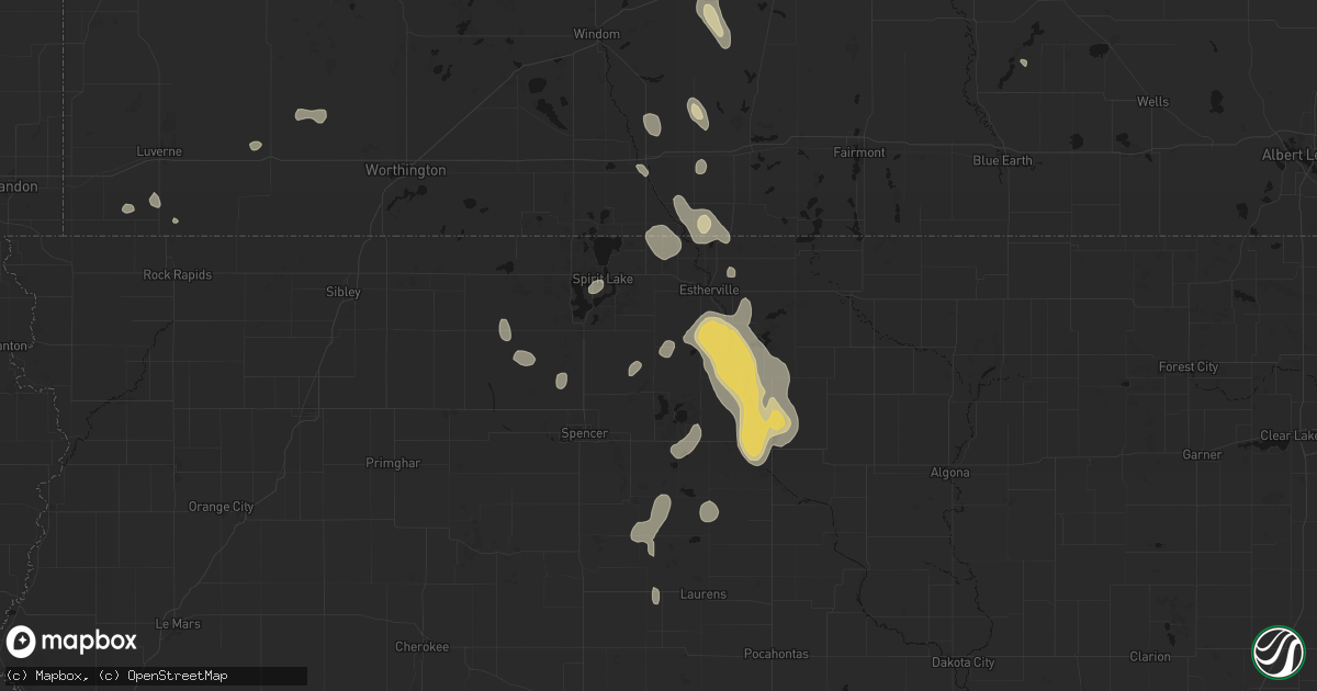 Hail map in Terril, IA on September 6, 2026