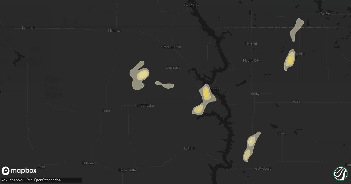 Hail map in Trail City, SD on September 6, 2026