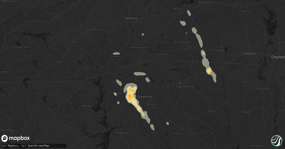 Hail map in Travelers Rest, SC on September 6, 2026