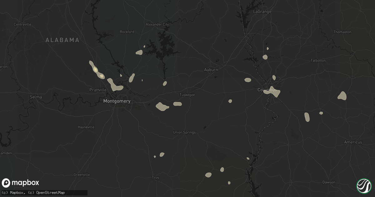 Hail map in Tuskegee, AL on September 6, 2026