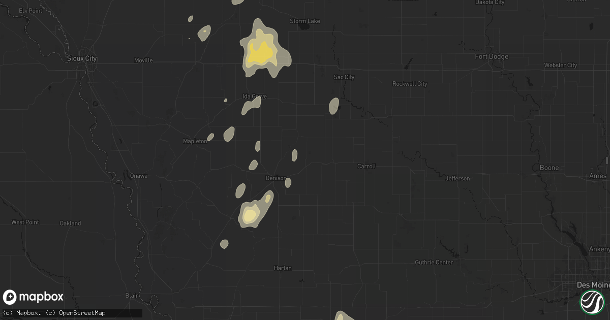 Hail map in Vail, IA on September 6, 2026