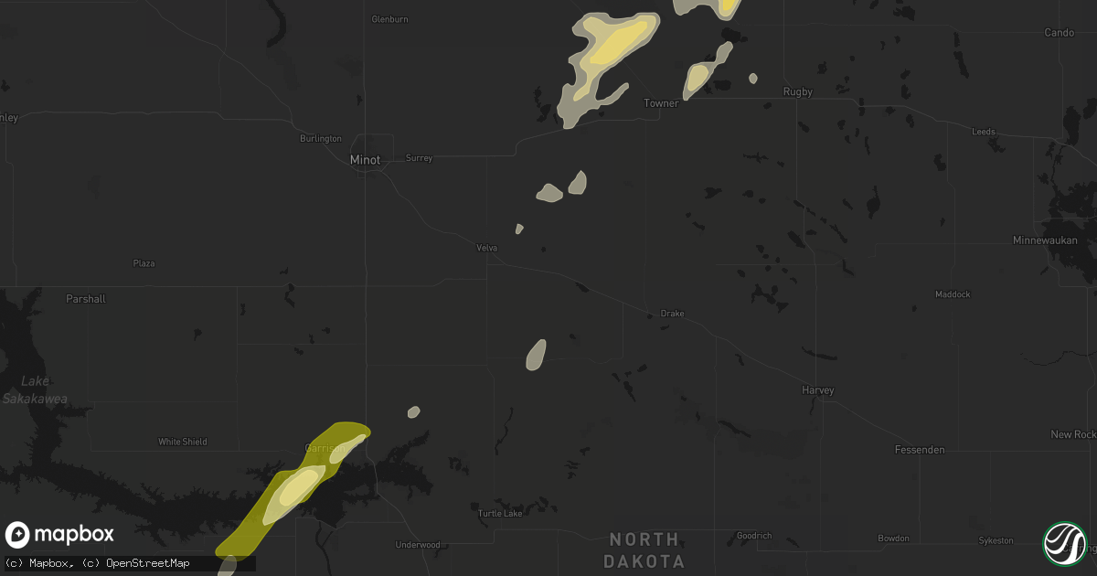 Hail map in Voltaire, ND on September 6, 2026
