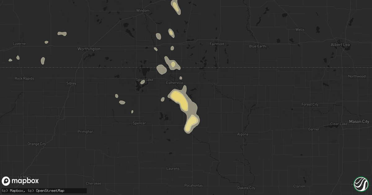 Hail map in Wallingford, IA on September 6, 2026
