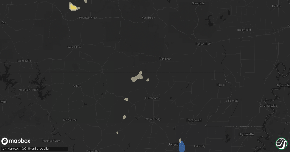 Hail map in Warm Springs, AR on September 6, 2026