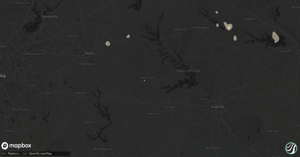 Hail map in Washington, GA on September 6, 2026