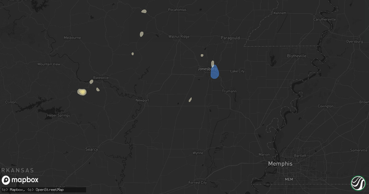 Hail map in Weiner, AR on September 6, 2026