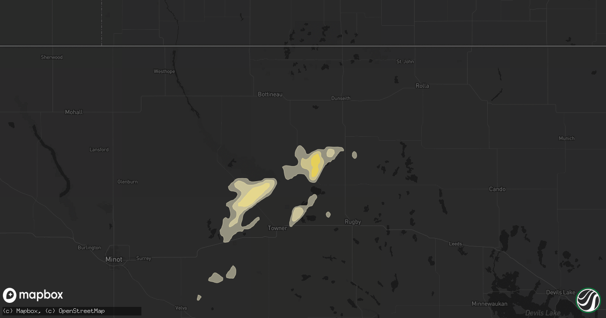 Hail map in Willow City, ND on September 6, 2026