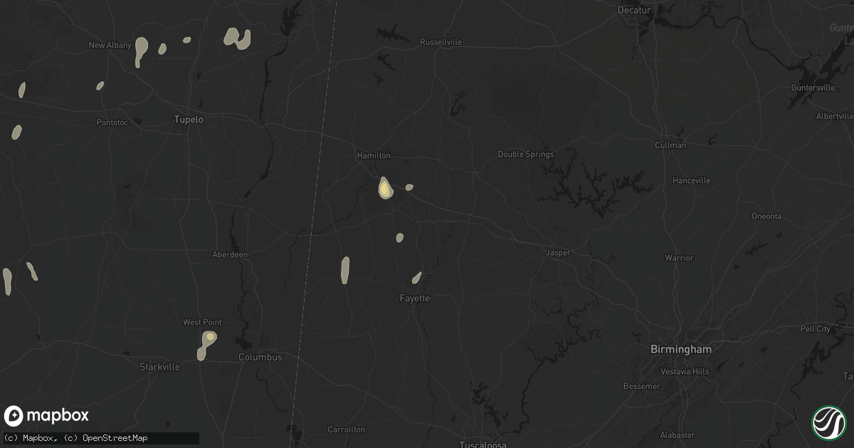 Hail map in Winfield, AL on September 6, 2026