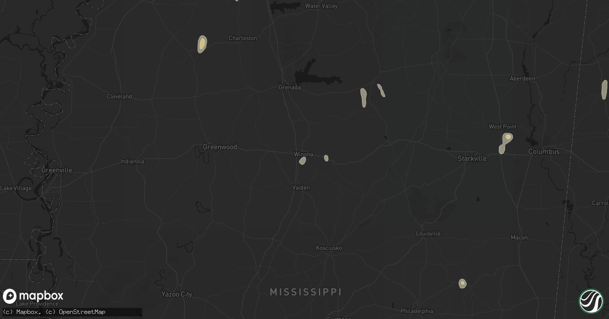 Hail map in Winona, MS on September 6, 2026