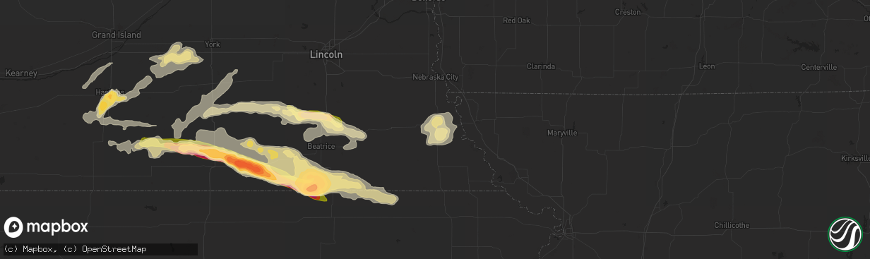 Hail map in Auburn, NE on September 7, 2015