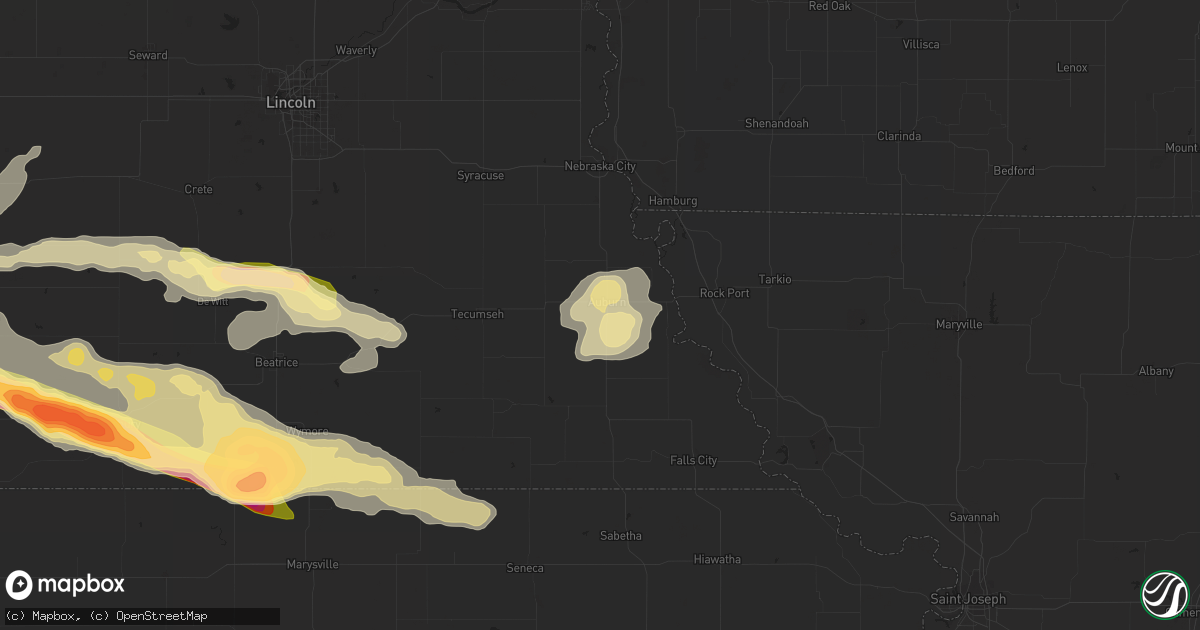 Hail map in Auburn, NE on September 7, 2015
