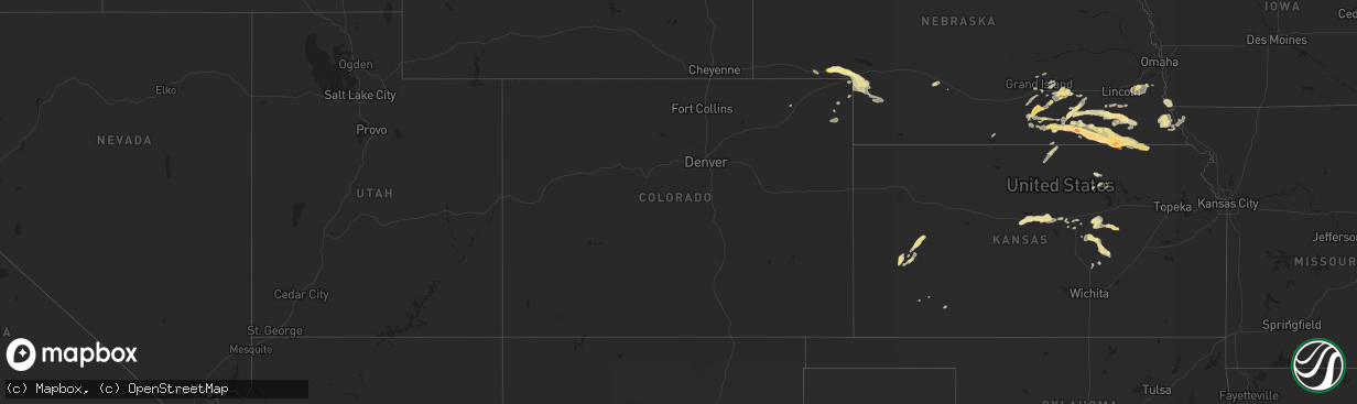 Hail map in Colorado on September 7, 2015