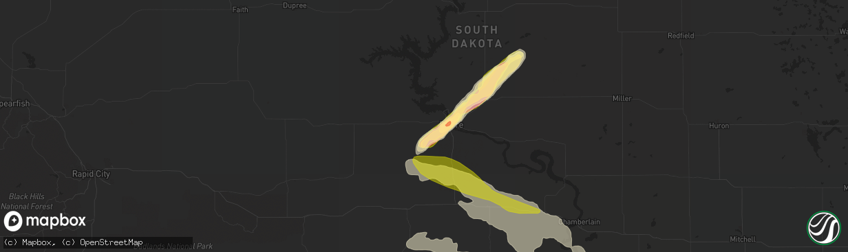 Hail map in Fort Pierre, SD on September 7, 2015