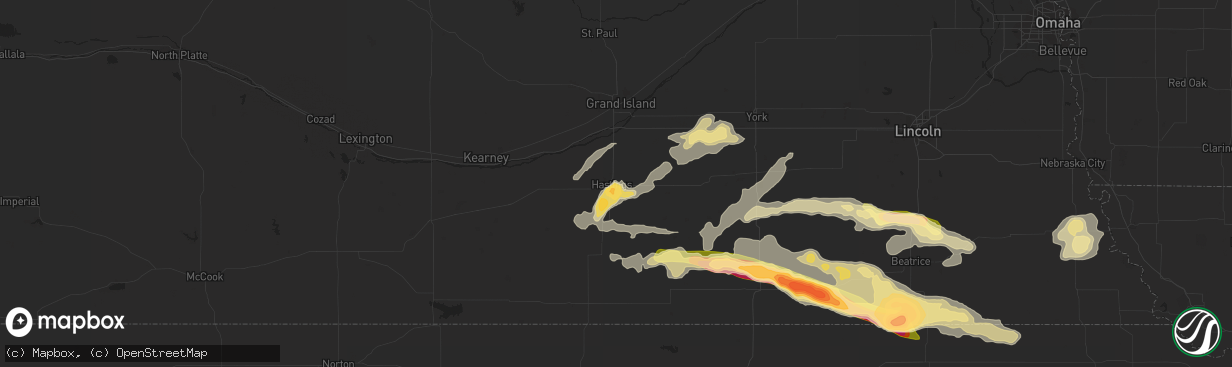 Hail map in Hastings, NE on September 7, 2015