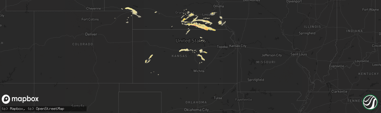 Hail map in Kansas on September 7, 2015