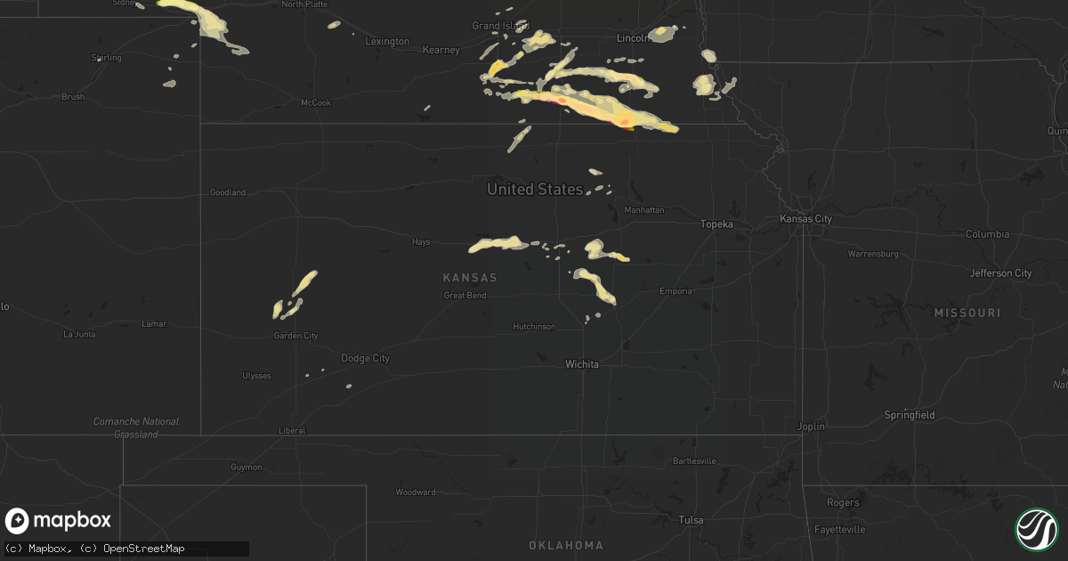 Hail map in Kansas on September 7, 2015