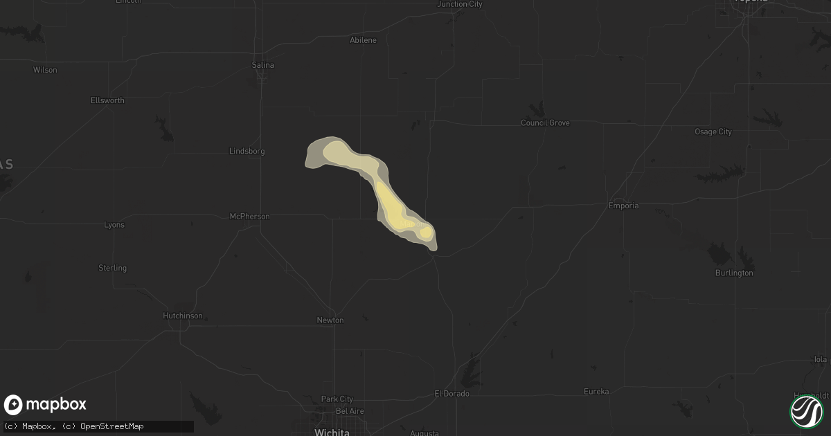 Hail map in Marion, KS on September 7, 2015