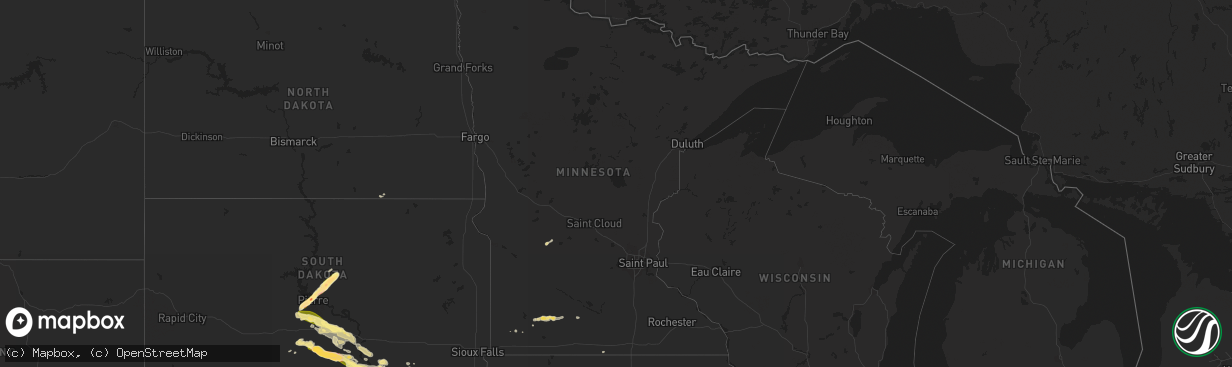 Hail map in Minnesota on September 7, 2015