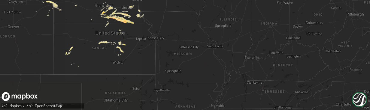 Hail map in Missouri on September 7, 2015