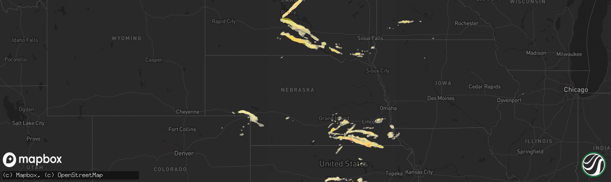 Hail map in Nebraska on September 7, 2015