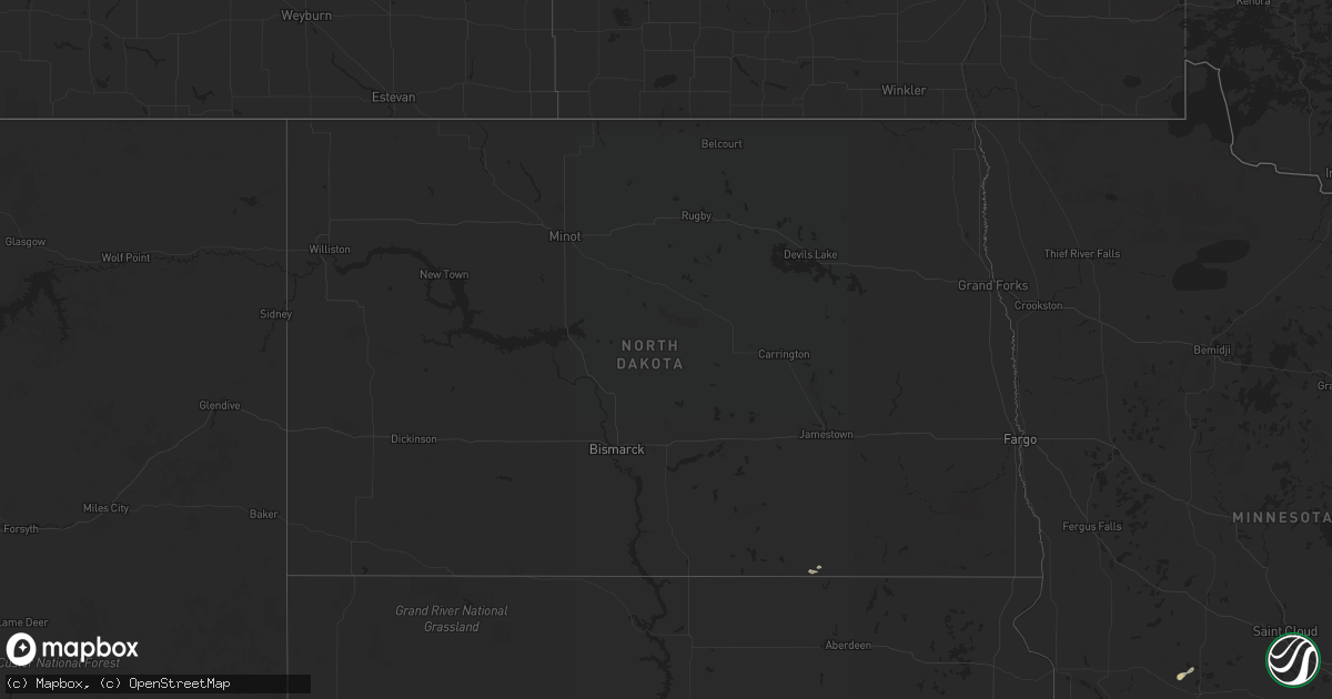 Hail map in North Dakota on September 7, 2015