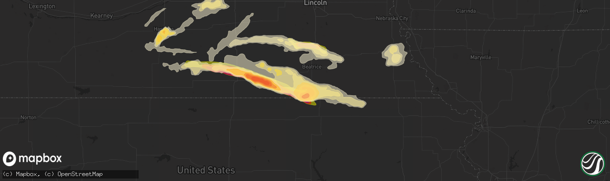 Hail map in Odell, NE on September 7, 2015