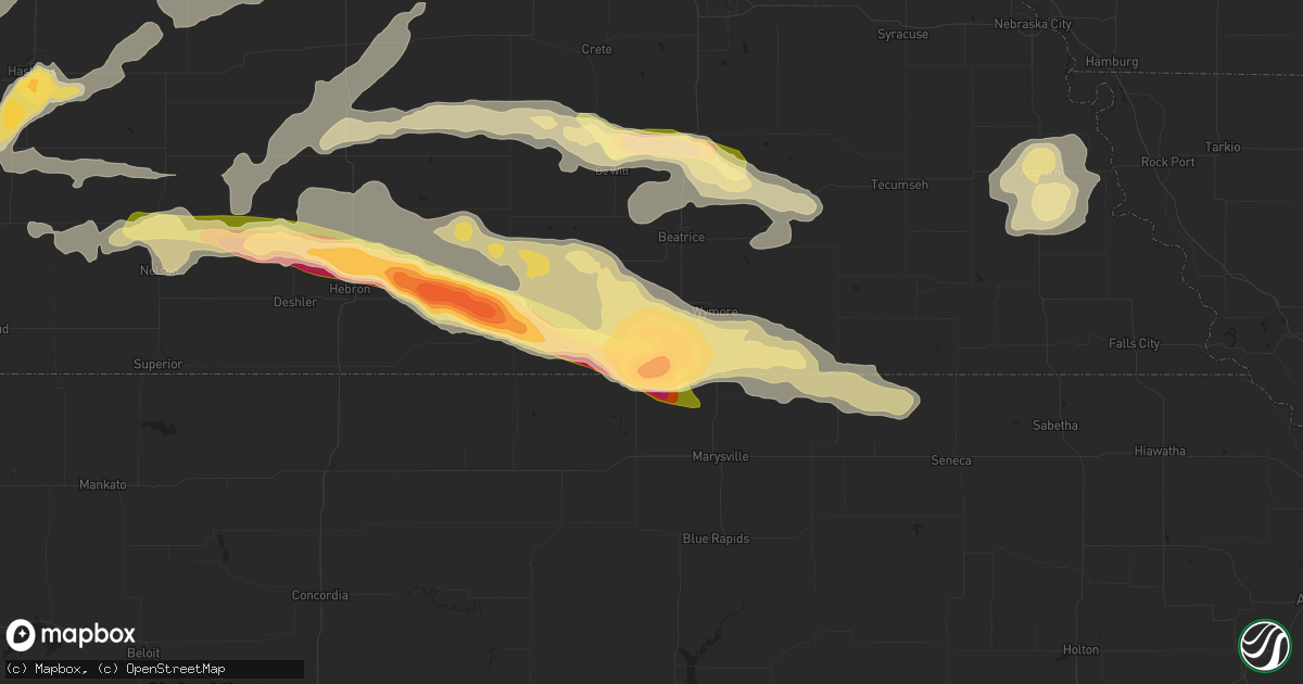 Hail map in Odell, NE on September 7, 2015