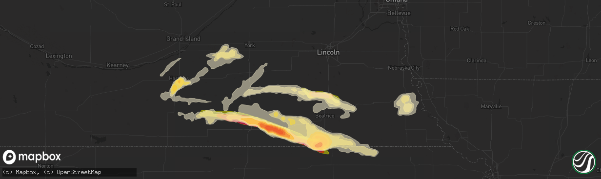 Hail map in Wilber, NE on September 7, 2015