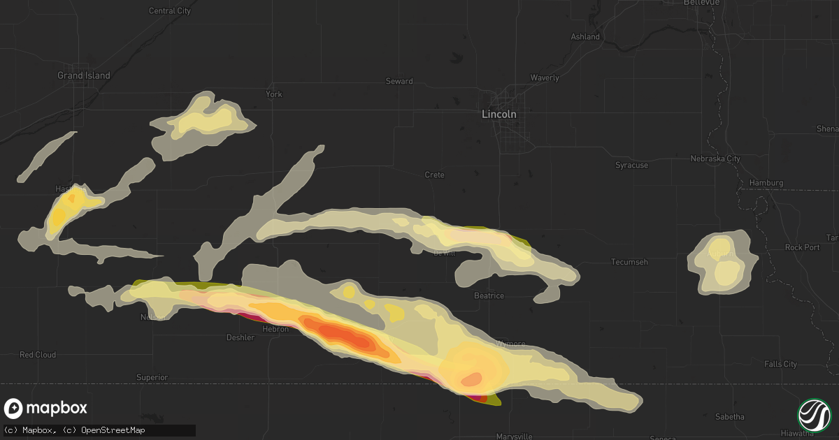 Hail map in Wilber, NE on September 7, 2015