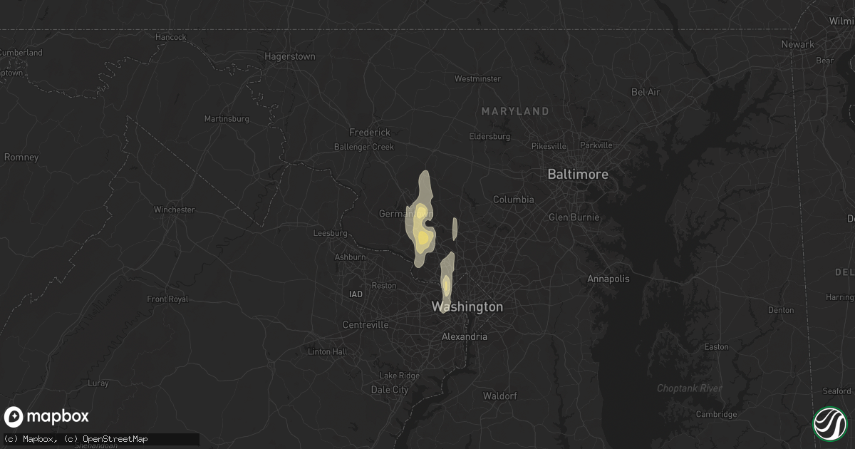 Hail map in Gaithersburg, MD on September 7, 2016