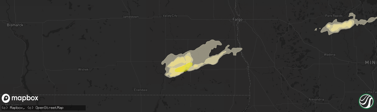 Hail map in Lisbon, ND on September 7, 2016