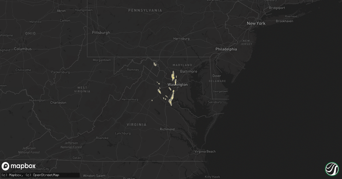 Hail map in Maryland on September 7, 2016